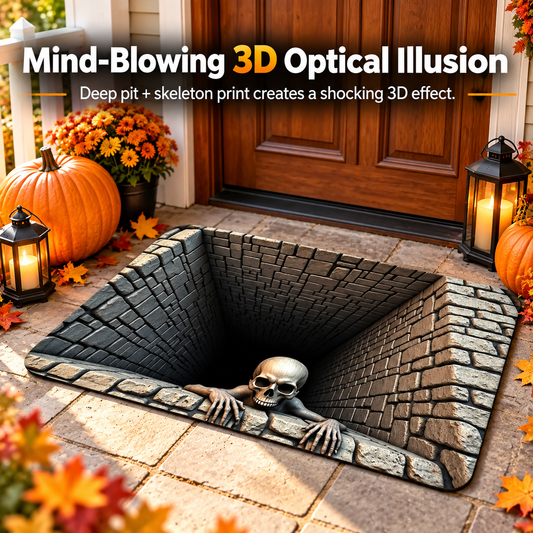 🎃Halloween Front Door Mat – Festive 3D Visual Skull & Clown Horror Rug