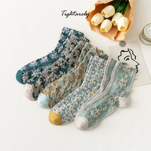 Vintage Embroidered Floral Women Socks(🎁Hot Sale)-E**