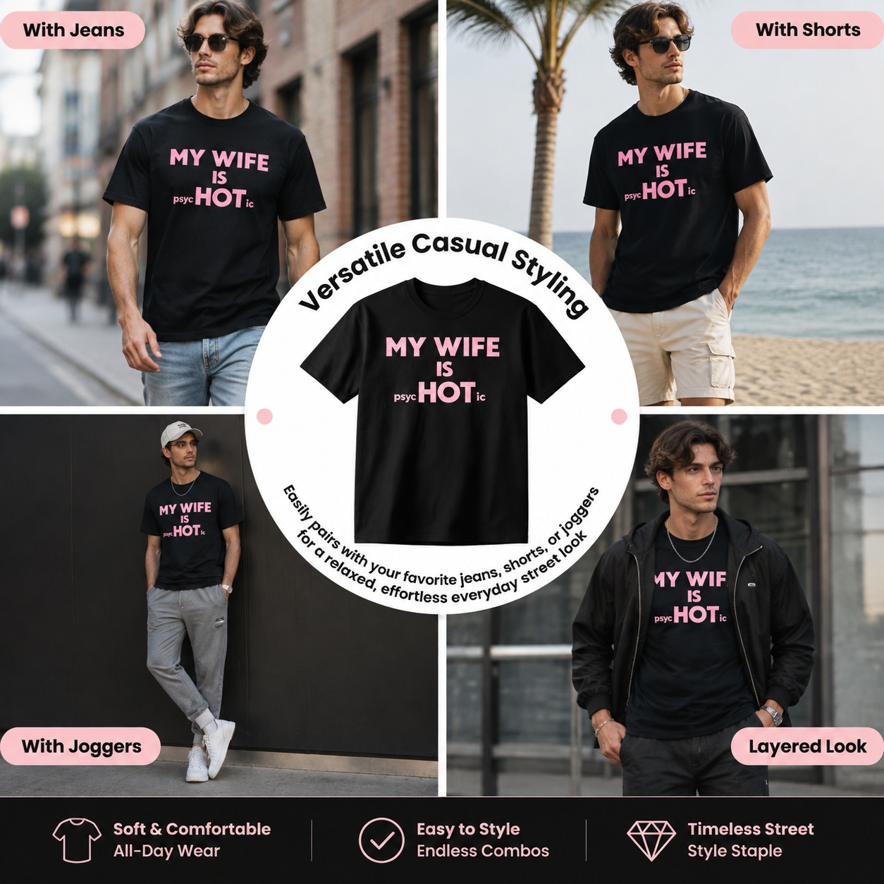 😎"My wife is mentally ill" humorous satirical T-shirt