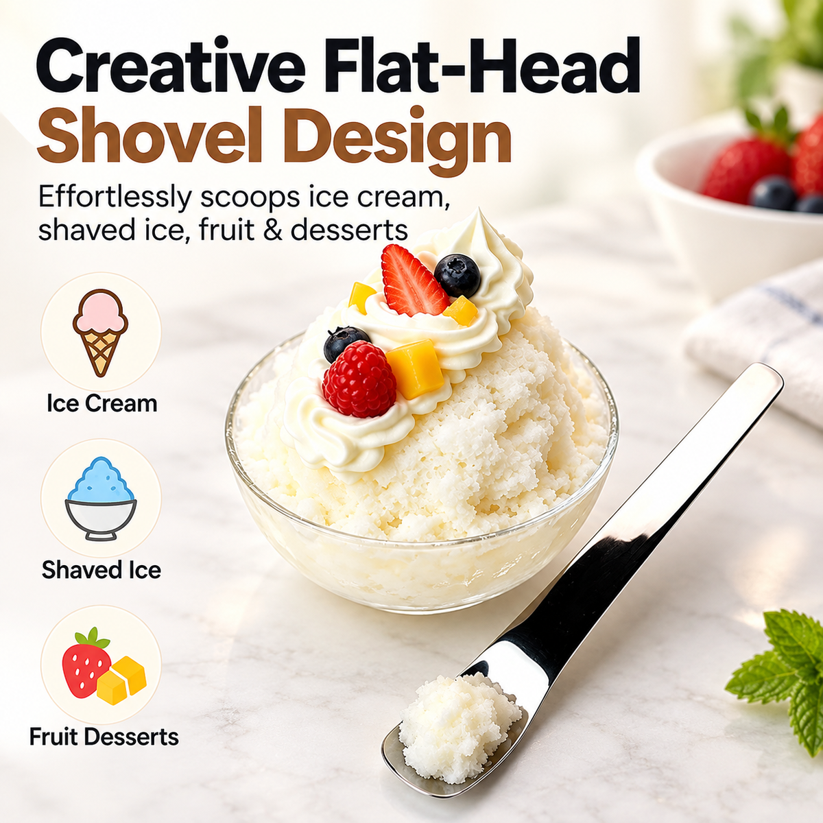 🥄316L Stainless Steel Dessert Spatula - Suitable for ice cream, cakes, and yogurt
