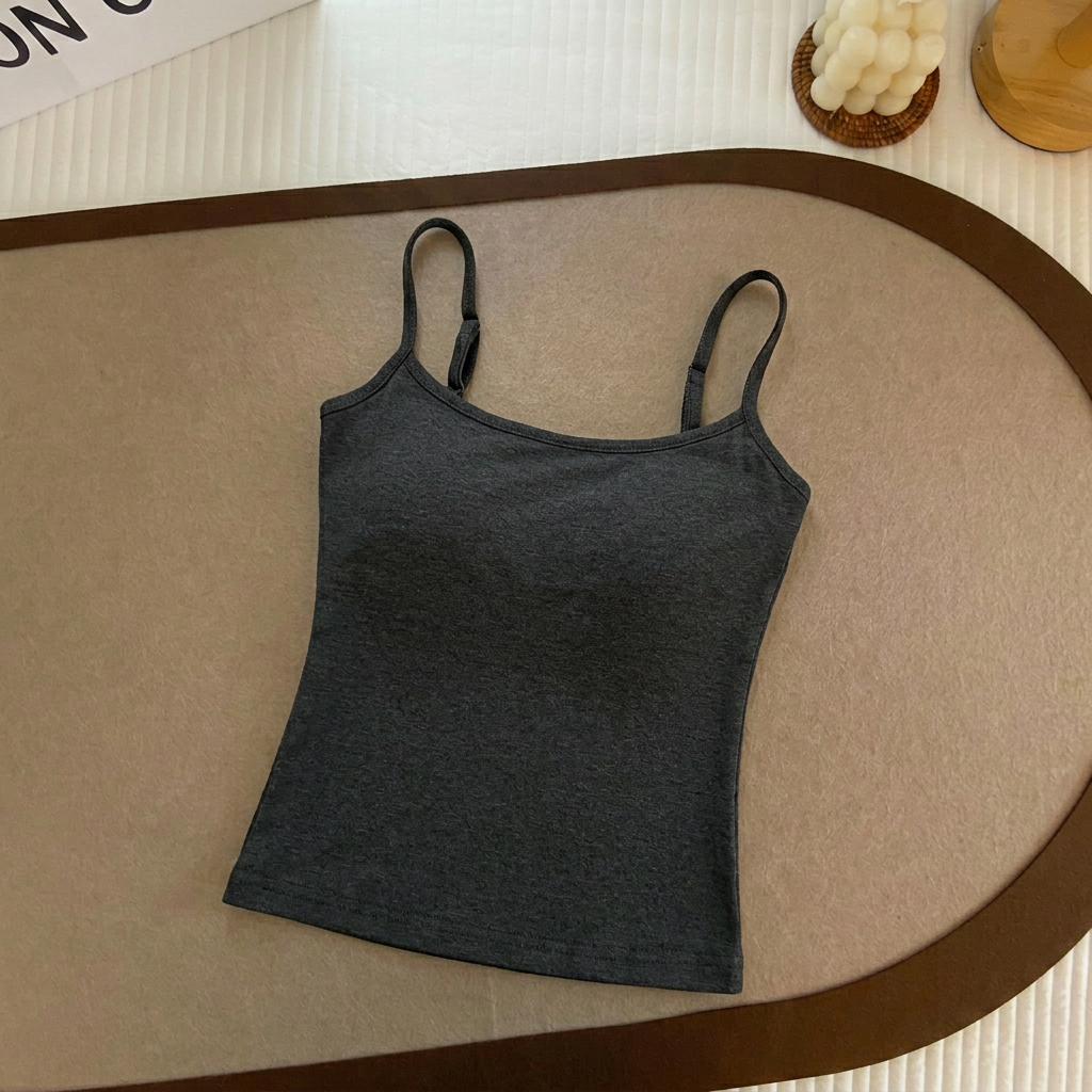 👗Women's Solid Ribbed Crop Cami Top - Fitted Casual Sleeveless