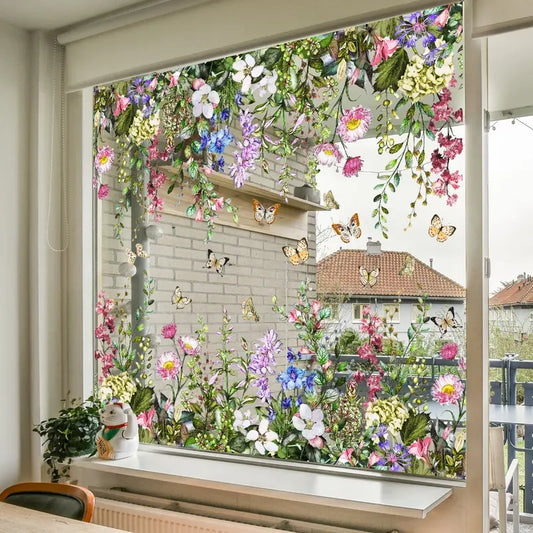 🪟Two-piece multi-color butterfly flower static glass stickers