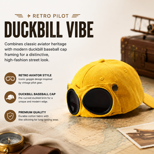 🕶️Vintage Pilot-Style Baseball Cap with Built-In Sunglasses