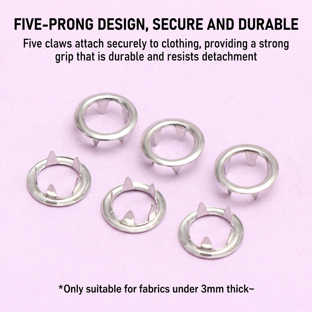 🛡️Hand-Press Tool Set for Installing Invisible No-Sew Five-Prong Snaps