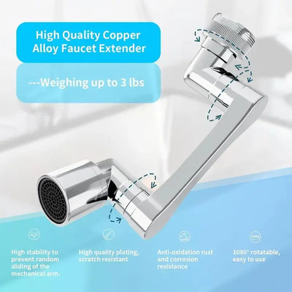 🦾🌊 Metal Faucet Extender with 1440° Rotation Brass Aerator
