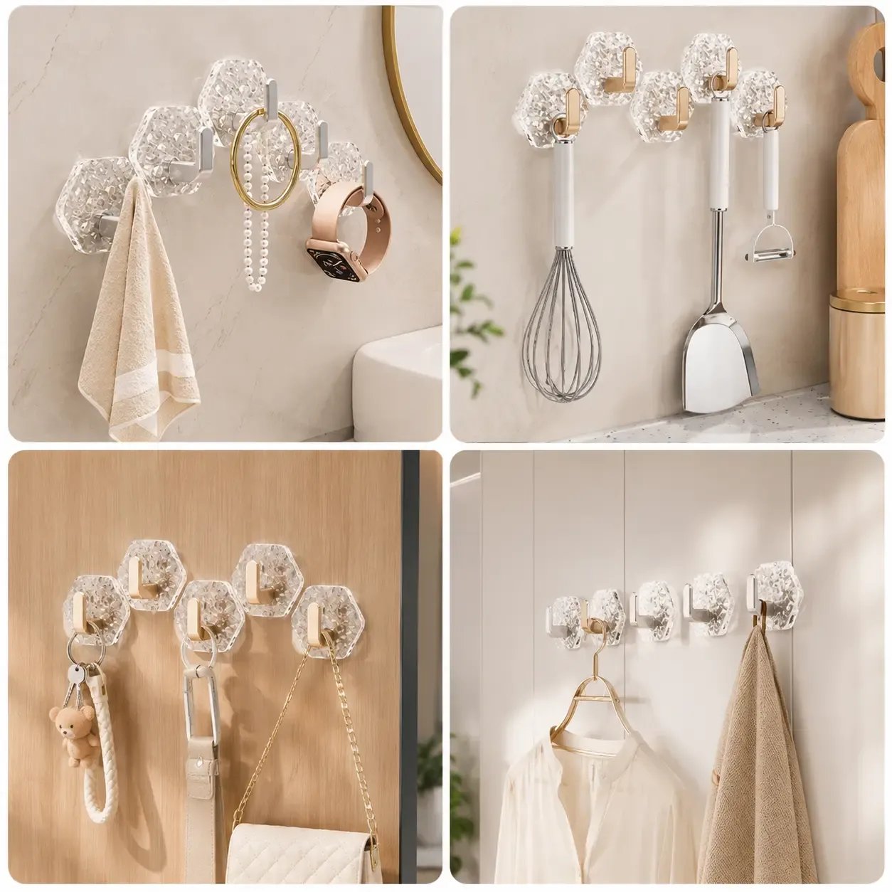 🔥Buy More Save More🔥Heavy-Duty Plastic Self-Adhesive Hexagonal Ripple Hooks