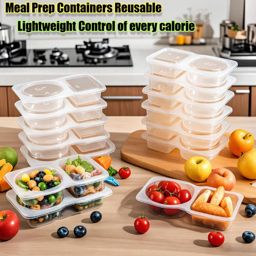 ♻️10-pack reusable double-compartment snack and seasoning containers