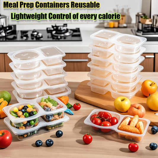 ♻️10-pack reusable double-compartment snack and seasoning containers