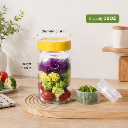 🥗Leak-proof salad lunch jar - with built-in divider
