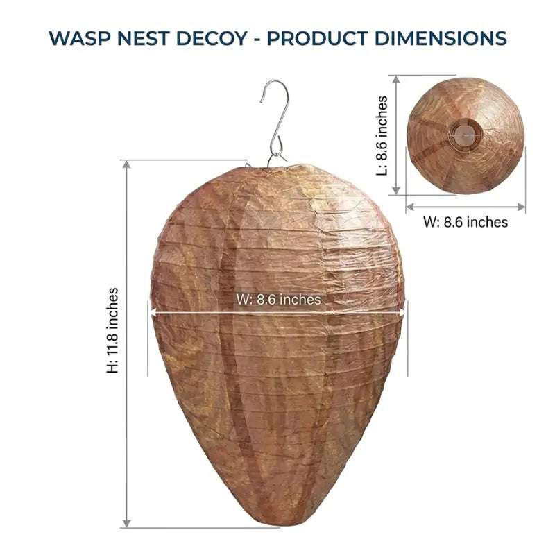 🐝🚫 4 Pack Fake Wasp Nest Decoy for Outdoor Hanging – Natural Wasp Deterrent