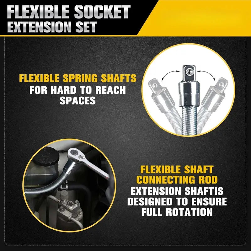 🔧 Socket Ratchet Wrench Set - 3 Bendable Shafts Connecting Rod