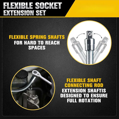 🔧 Socket Ratchet Wrench Set - 3 Bendable Shafts Connecting Rod