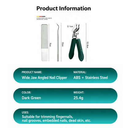 3 Piece Wide Mouth Splash Proof Angled Nail Clippers