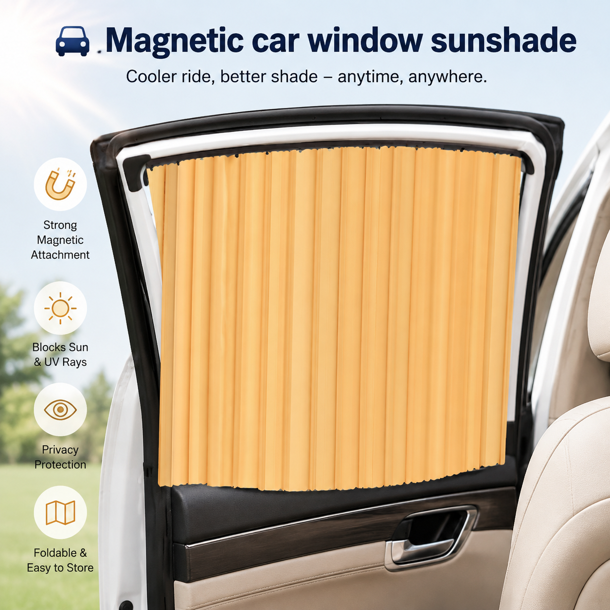 🚗Magnetic car window sunshade