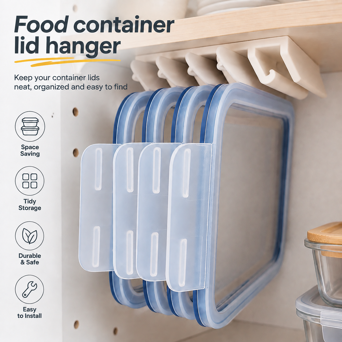 🍱Food container lid hanger