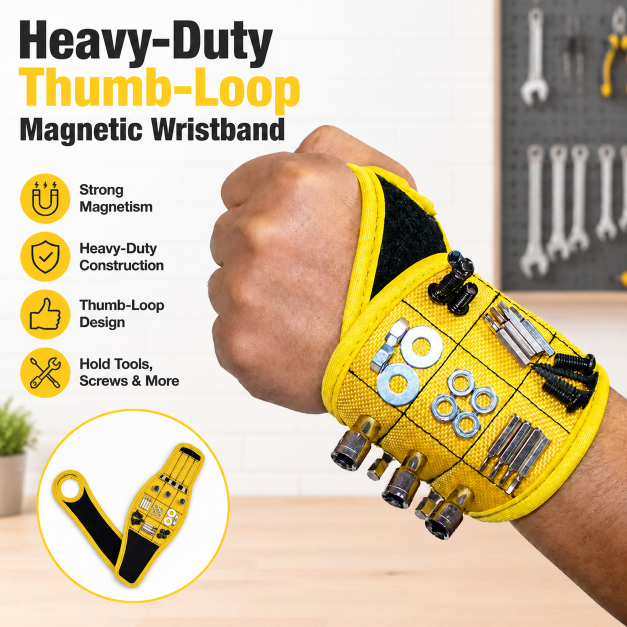 🧲Heavy-Duty Thumb-Loop Magnetic Wristband