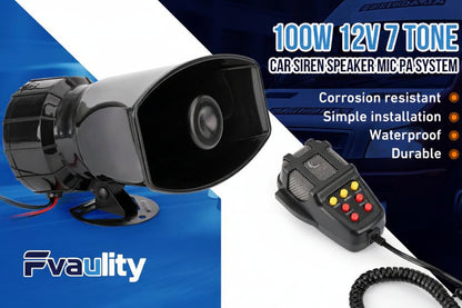 🚗🔊 12V Power Car Exterior Sound Speaker Kit with Mic, 7-Tone Horn