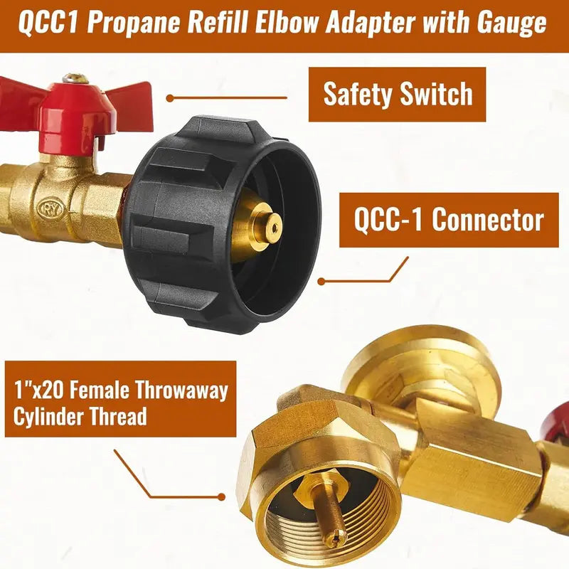 💰⛽ Propane Refill Adapter with Valve & Gauge