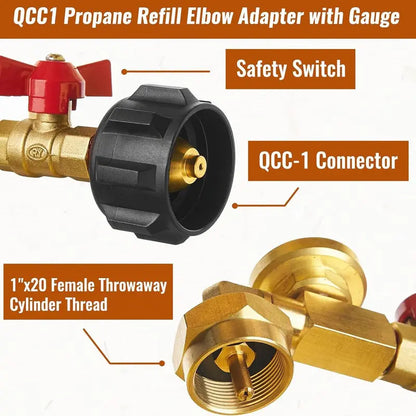 💰⛽ Propane Refill Adapter with Valve & Gauge