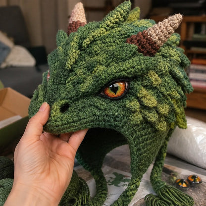 🔥HOT SALE 50% OFF – DIY Dragon Hood Hat Crochet Kit 🐉 | Handmade Fantasy Craft