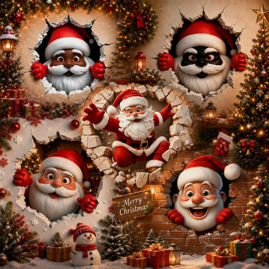 Creative Santa Claus Living Room Background Wall Decoration Stickers