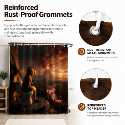 🌋Dinosaur Volcano Waterproof Fabric Shower Curtain