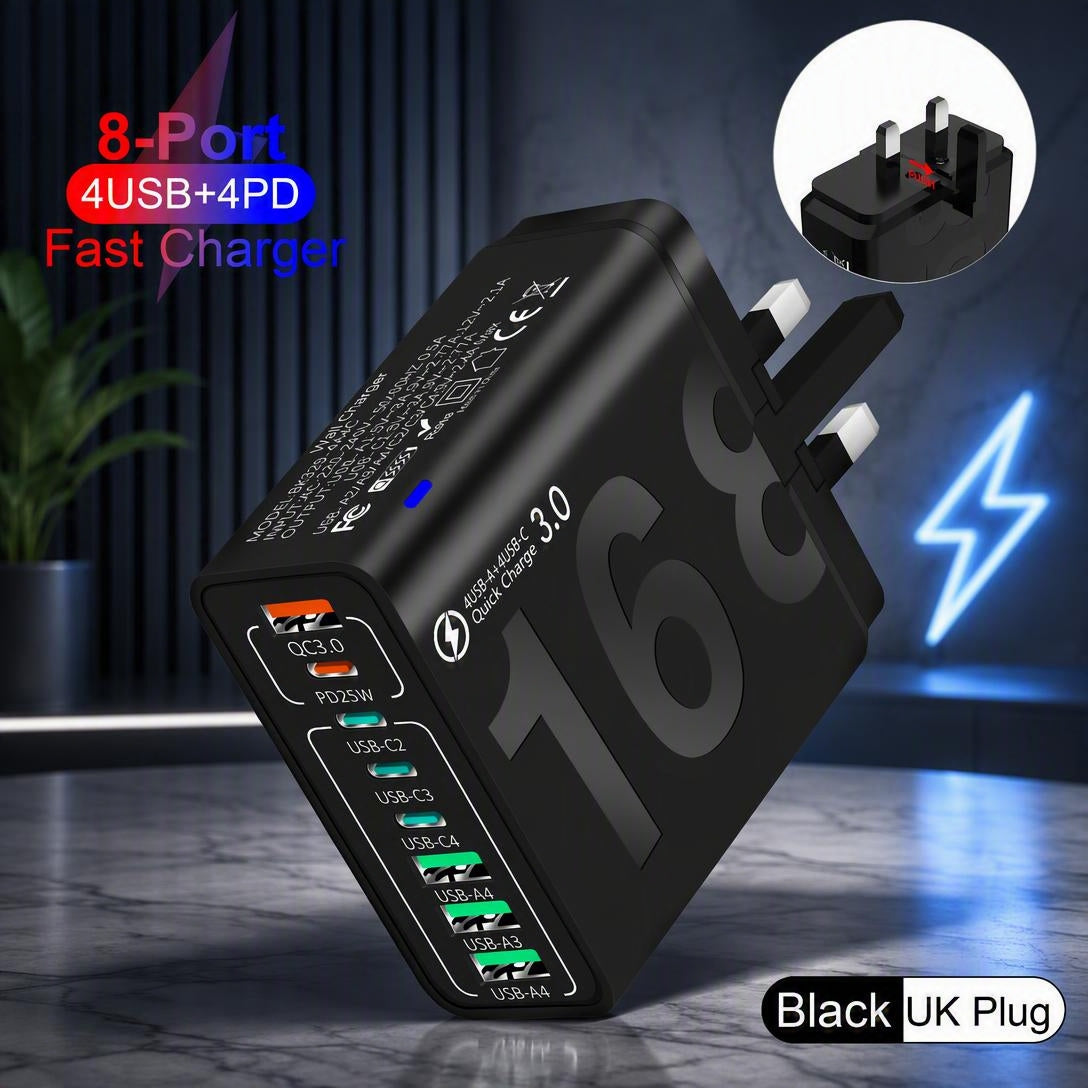 Portable Smart 8-Port Charger, Suitable For A Variety Of Devices