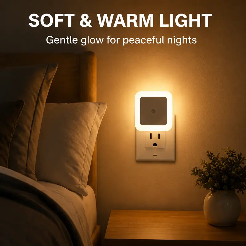 Creative Gift Intelligent LED Plug-in Energy-Saving Light-Controlling Night Light（4Pcs）