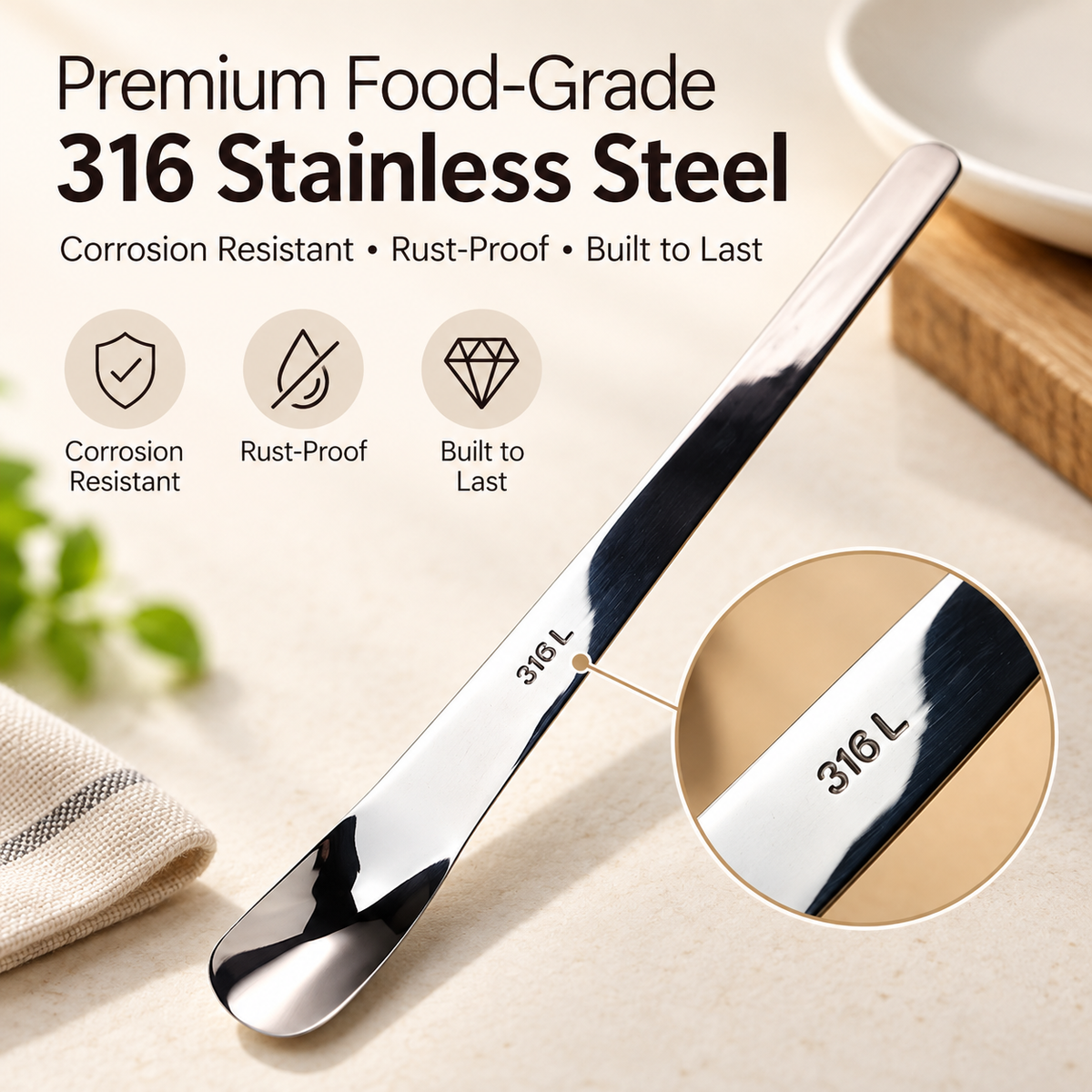 🥄316L Stainless Steel Dessert Spatula - Suitable for ice cream, cakes, and yogurt