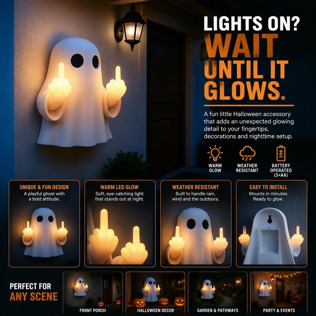 Halloween Ghost Middle Finger Glowing Night Light