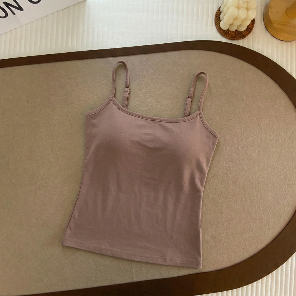 👗Women's Solid Ribbed Crop Cami Top - Fitted Casual Sleeveless