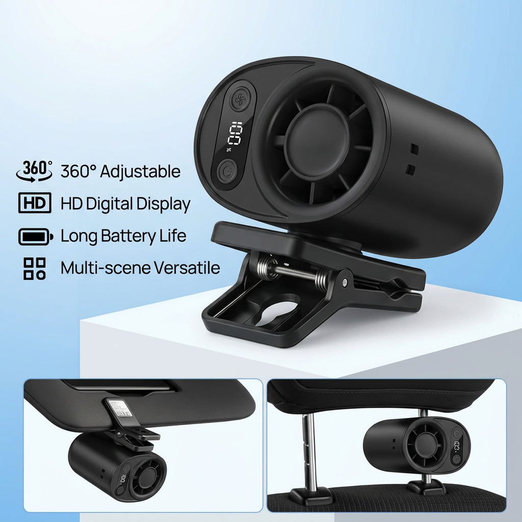 🔄Portable rechargeable clip-on mini fan
