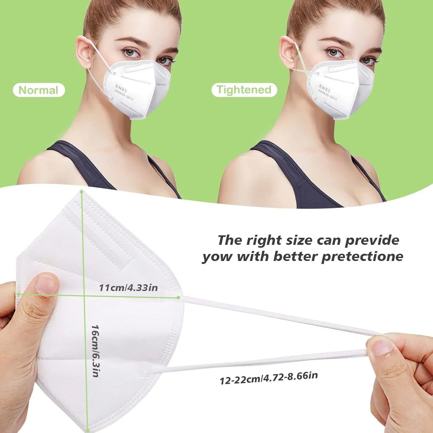 ✨KN95 Face Masks 100 Pack 5 Layer Breathable Design