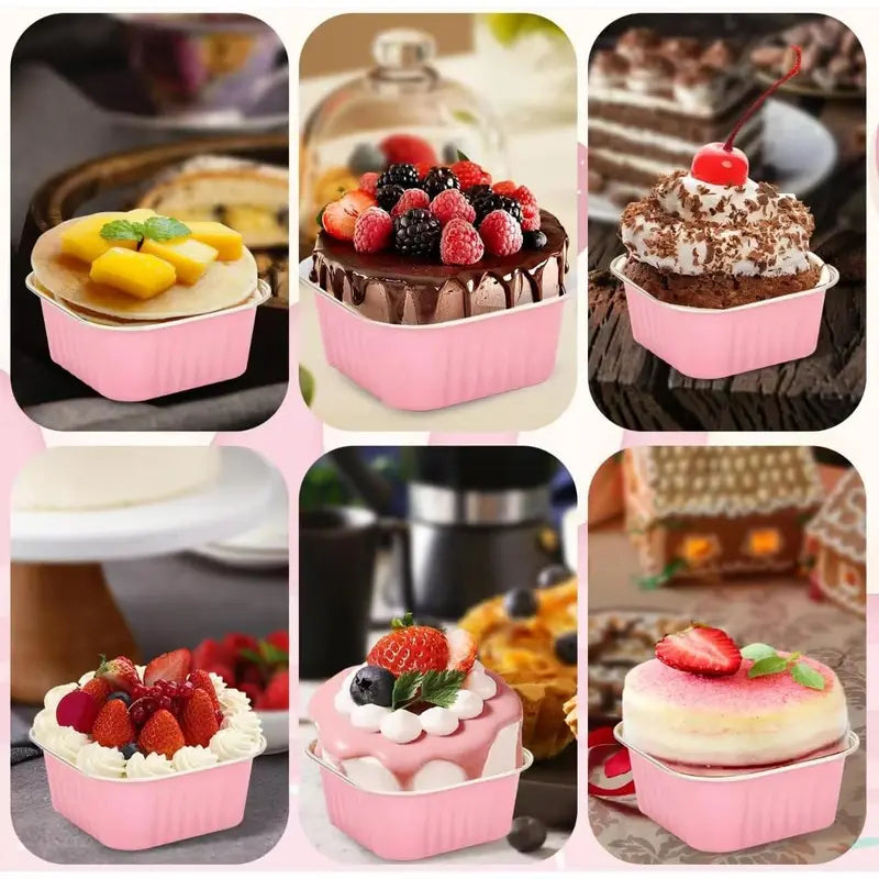 🎂💖 5oz Mini Aluminum Foil Bakeware Pans with Plastic Lids