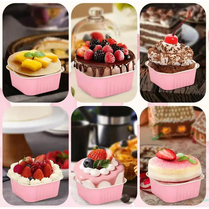 🎂💖 5oz Mini Aluminum Foil Bakeware Pans with Plastic Lids