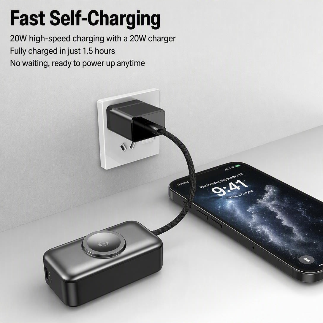 ⚡3-in-1 foldable rechargeable portable power bank