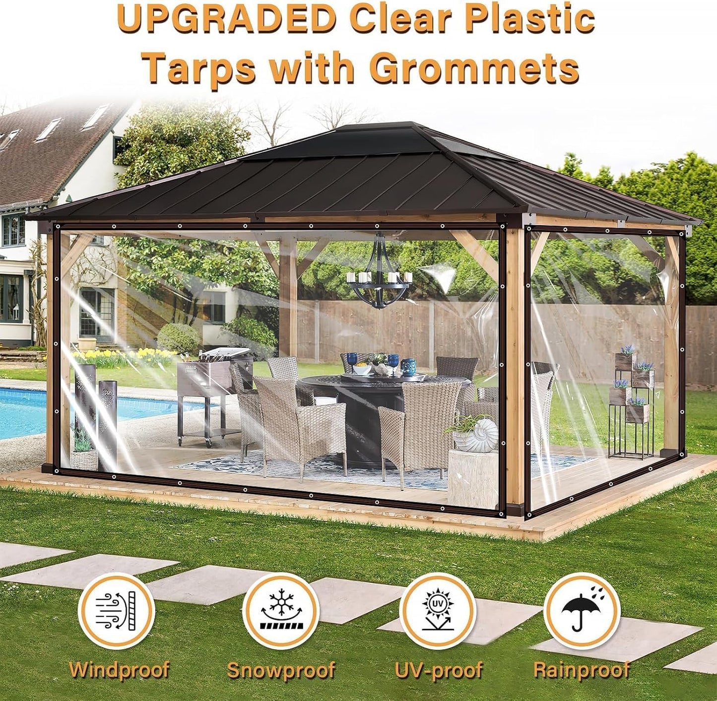 🛡️Heavy-Duty Clear Waterproof Tarpaulin