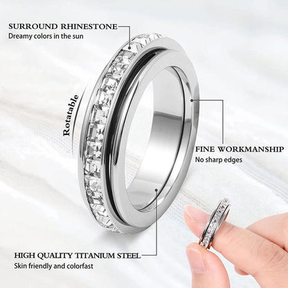 ✨Simple single-row diamond rotating ring