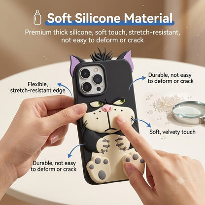 😼Cartoon Lucifer Cat Silicone Phone Case for Apple 17/16/15 Pro Max
