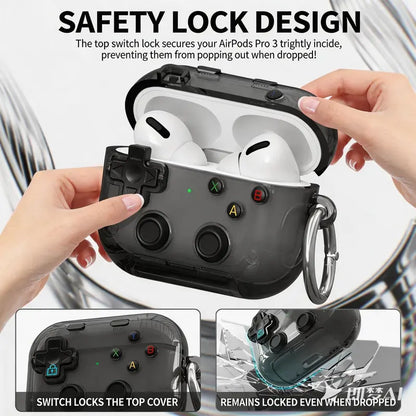 🎧🛡️ Earphone Case for AirPods Pro, with 3D Pressable Button, Safety Lock & Phone Stand
