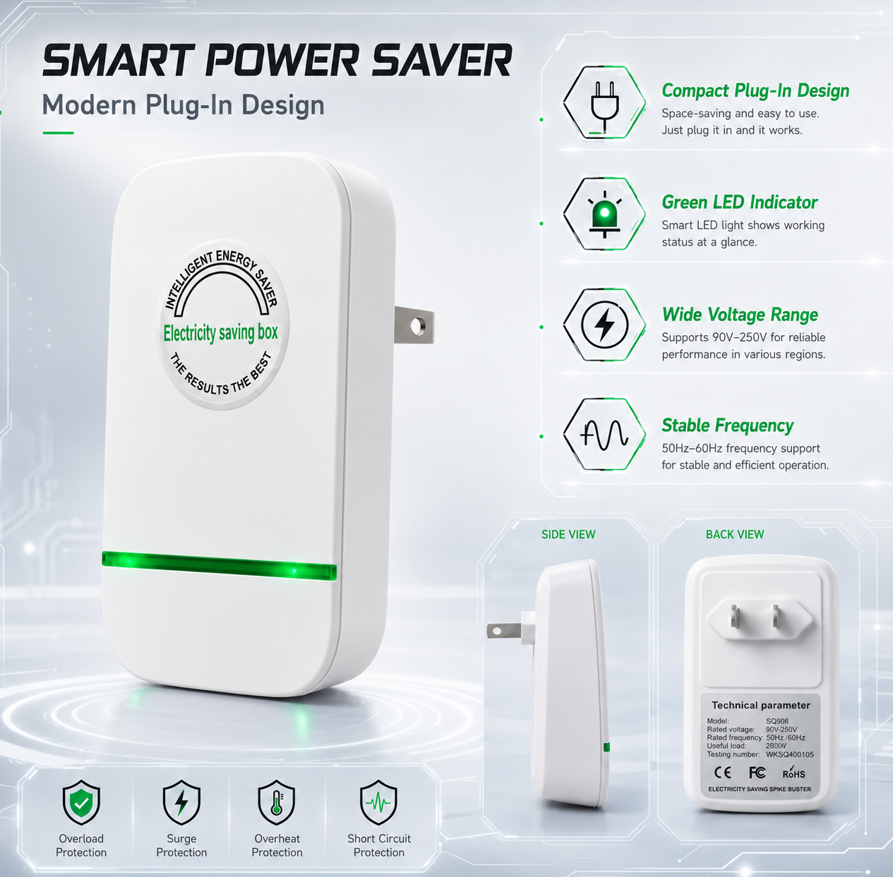 ⚡Compact Plug-In Power Box with US Plug