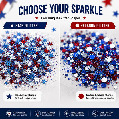 🌈🎆 4th of July Glitter Stick | Red, White & Blue Body & Hair Sparkle