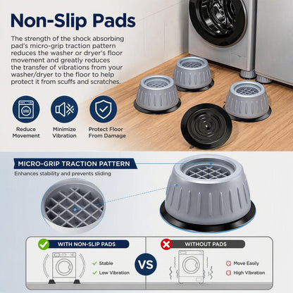 Noise Reducing and Anti Slip Anti Vibration Rubber Washing Machine Feet Pads（4Pcs）