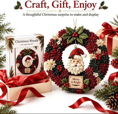 3D Fabric Stamped Wreath DIY Set, Adult Christmas Wreath Craft Set