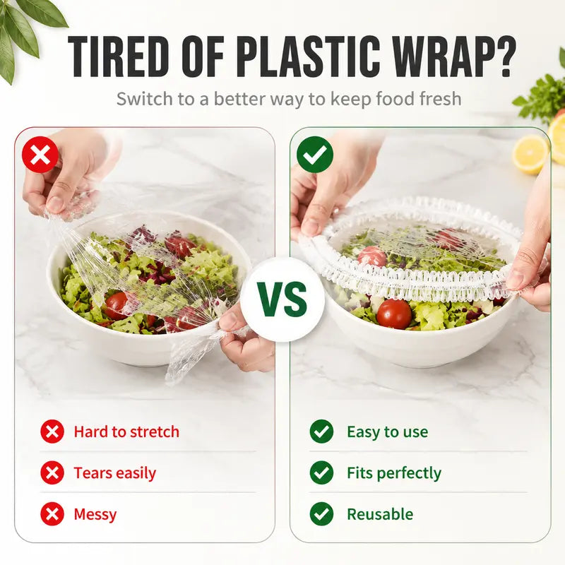 🥗100 PCS Disposable Elastic Food Covers