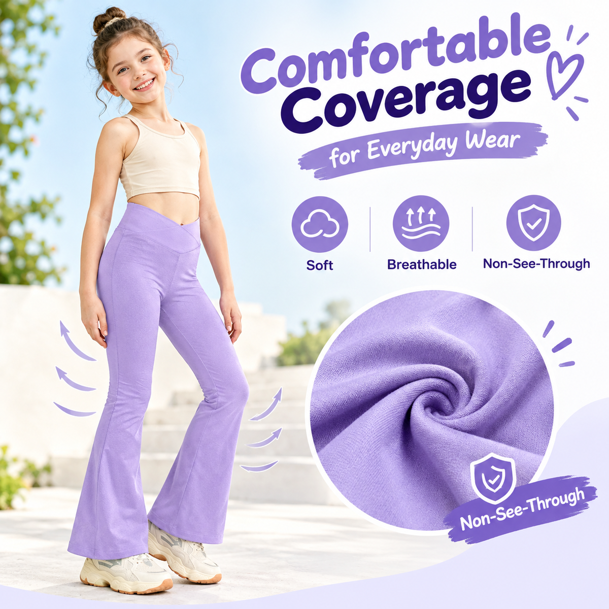 Girl's Leggings Cross High Waisted Flare Pants Yoga Bootcut Pants