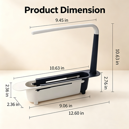 🧻Extendable kitchen storage rack - with clothes rod and perforated drain side panel