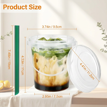 🥤Lidded straw drink container, leak-proof PP material