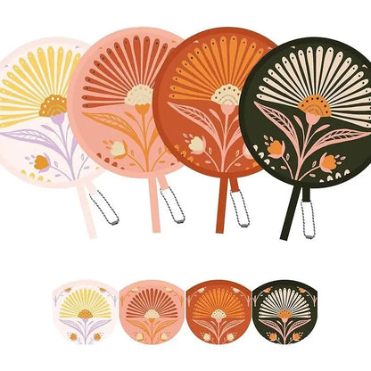 🌸4 Pack Boho Floral Folding Hand Held Round Fan