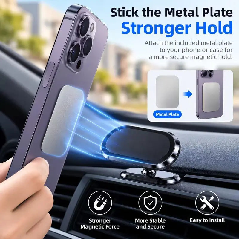 📱Car Magnetic Phone Holder - 360° Adjustable, with Included Metal Plate